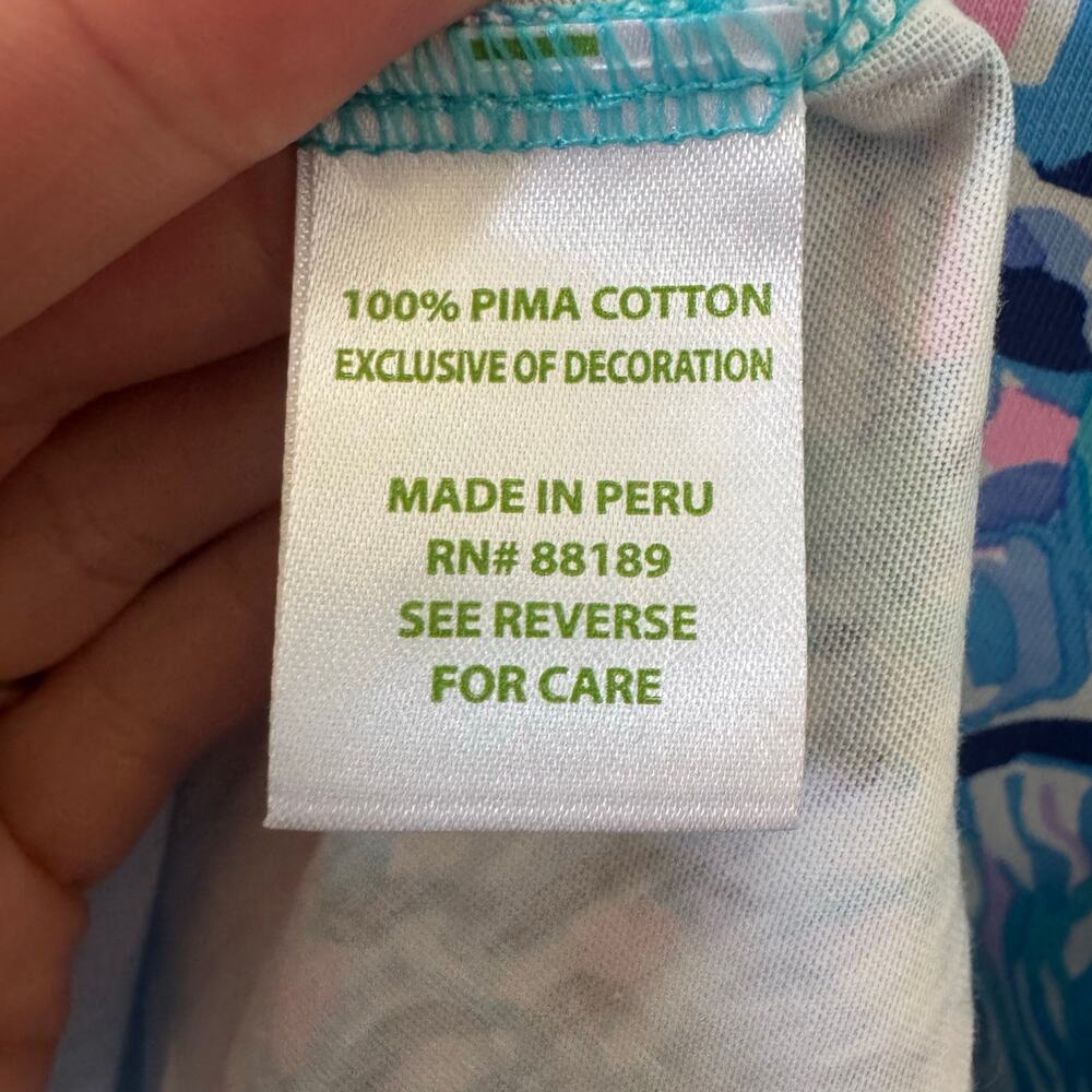 Lilly Pulitzer Cody T-Shirt Dress in "Fishful Thinking" Print Blue Pink Sz S - Picture 9 of 9